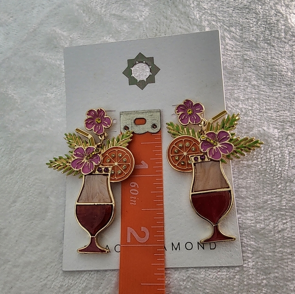 Cocktail Earrings Dangle Daiquiri Drinks Multicolor Metal for Pierced Ears NEW - Picture 2 of 6